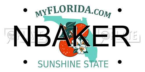 NBAKER Florida License Plate