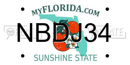NBDJ34 Florida License Plate