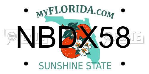 NBDX58 Florida License Plate