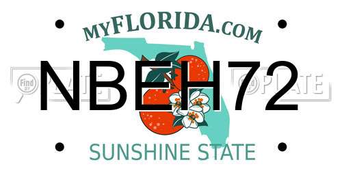 NBEH72 Florida License Plate