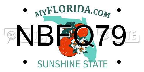 NBFQ79 Florida License Plate