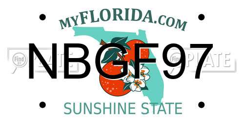 NBGF97 Florida License Plate