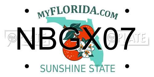 NBGX07 Florida License Plate