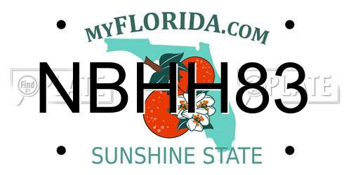 NBHH83 Florida License Plate