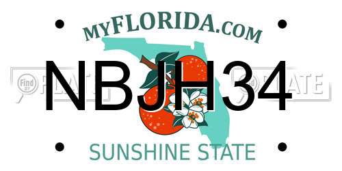 NBJH34 Florida License Plate