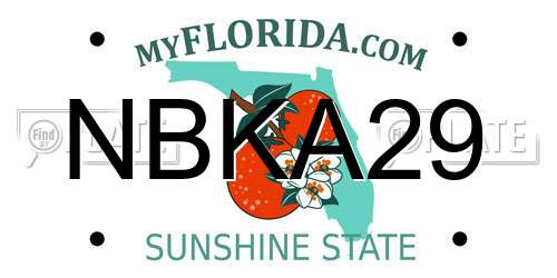 NBKA29 Florida License Plate