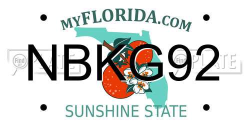 NBKG92 Florida License Plate