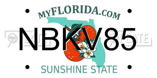 NBKV85 Florida License Plate