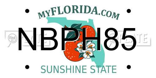 NBPH85 Florida License Plate