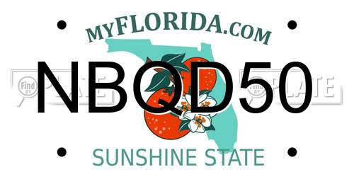 NBQD50 Florida License Plate