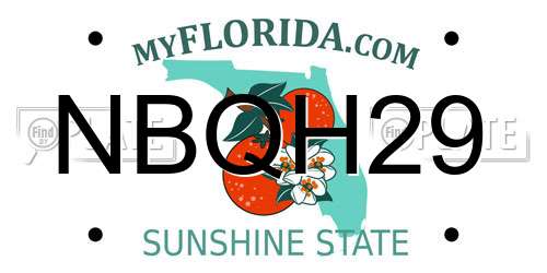 NBQH29 Florida License Plate