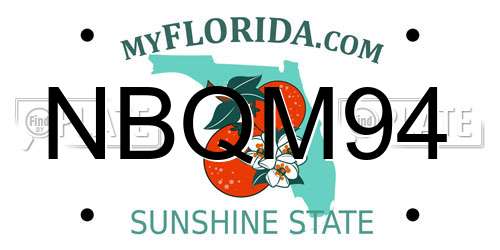 NBQM94 Florida License Plate