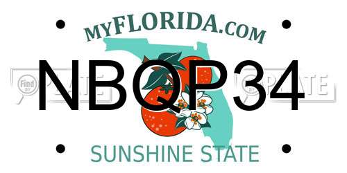 NBQP34 Florida License Plate