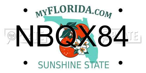 NBQX84 Florida License Plate