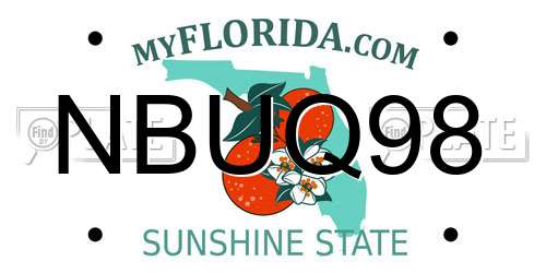 NBUQ98 Florida License Plate