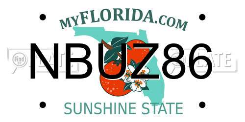 NBUZ86 Florida License Plate