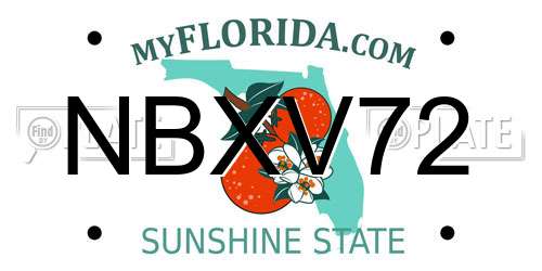 NBXV72 Florida License Plate