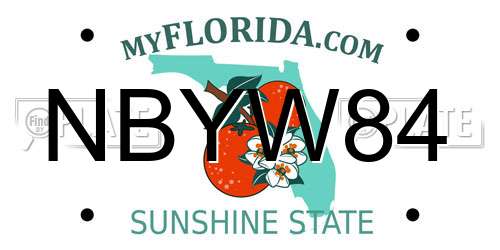 NBYW84 Florida License Plate