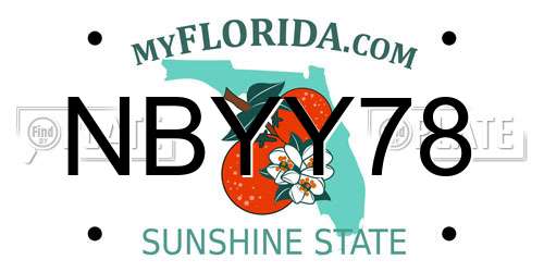 NBYY78 Florida License Plate