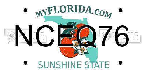 NCEQ76 Florida License Plate