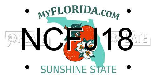 NCFJ18 Florida License Plate