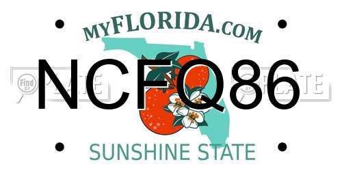 NCFQ86 Florida License Plate