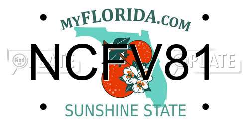 NCFV81 Florida License Plate