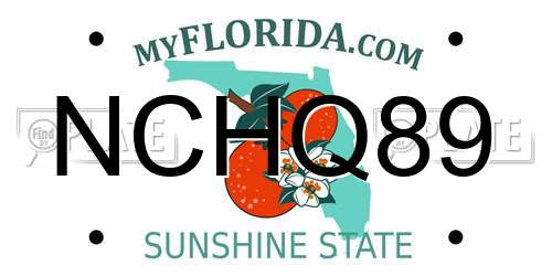 NCHQ89 Florida License Plate