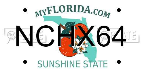 NCHX64 Florida License Plate