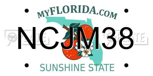 NCJM38 Florida License Plate