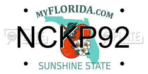 NCKP92 Florida License Plate