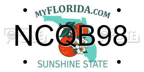 NCQB98 Florida License Plate