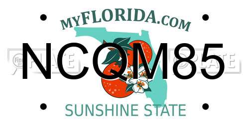NCQM85 Florida License Plate