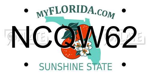 NCQW62 Florida License Plate