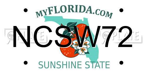 NCSW72 Florida License Plate