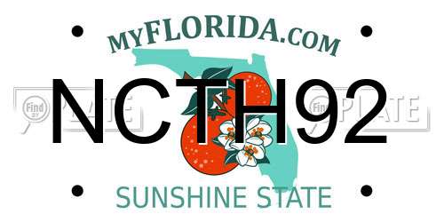 NCTH92 Florida License Plate