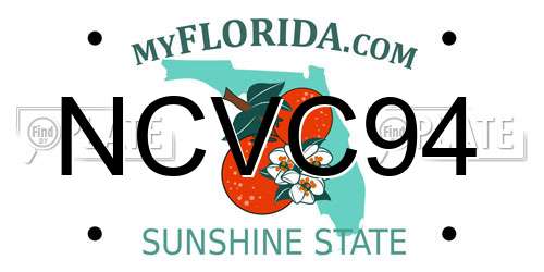 NCVC94 Florida License Plate