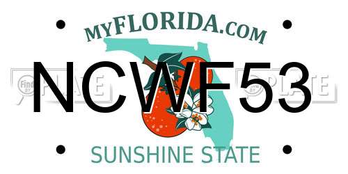 NCWF53 Florida License Plate