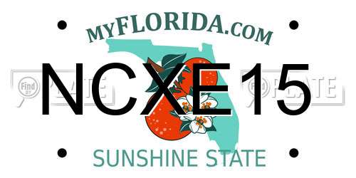 NCXE15 Florida License Plate