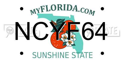 NCYF64 Florida License Plate
