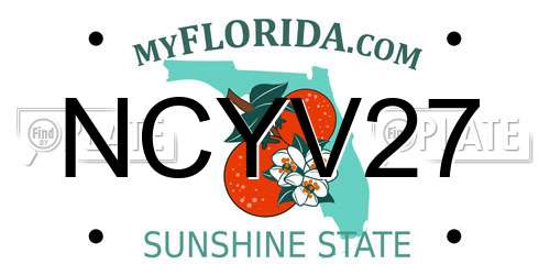 NCYV27 Florida License Plate