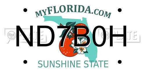 ND7B0H Florida License Plate