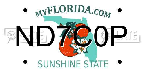 ND7C0P Florida License Plate