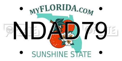 NDAD79 Florida License Plate