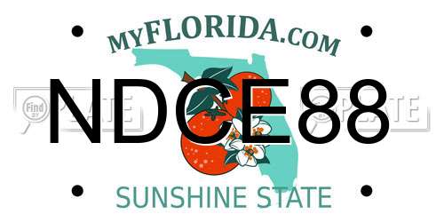 NDCE88 Florida License Plate