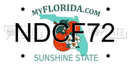 NDCF72 Florida License Plate