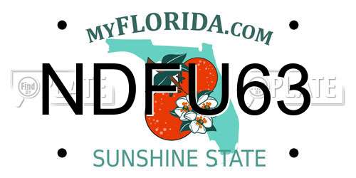 NDFU63 Florida License Plate