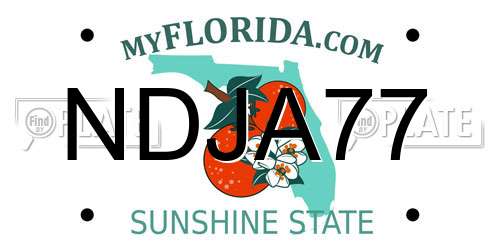 NDJA77 Florida License Plate