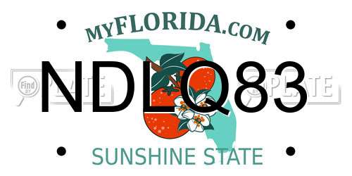 NDLQ83 Florida License Plate