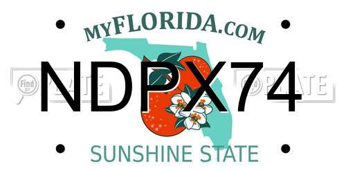 NDPX74 Florida License Plate